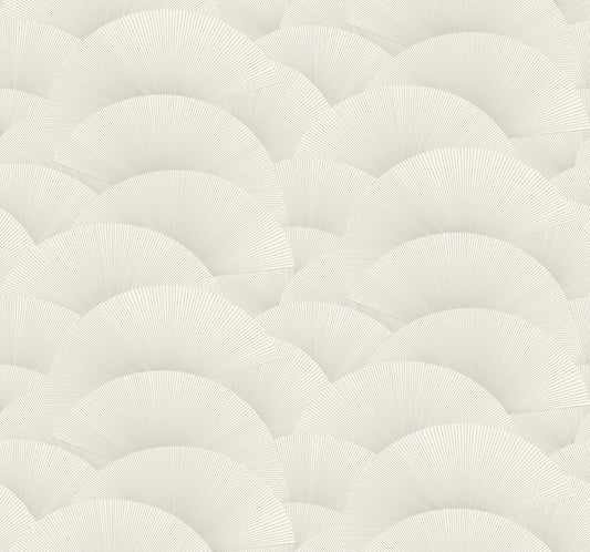 York Wallcoverings Tea Garden II Morning Shell White and Silver Wallpaper Transitional Geometrics Whites and Off-Whites   - ZA8023