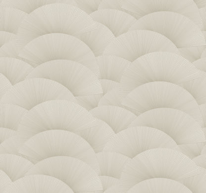 York Wallcoverings Tea Garden II Morning Shell Taupe and Gold Wallpaper Transitional Geometrics Browns   - ZA8024