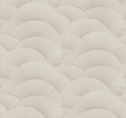 York Wallcoverings Tea Garden II Morning Shell Taupe and Gold Wallpaper Transitional Geometrics Browns   - ZA8024