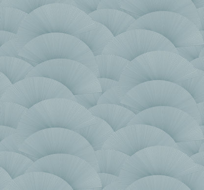 York Wallcoverings Tea Garden II Morning Shell Blue Wallpaper Transitional Geometrics Blues   - ZA8025