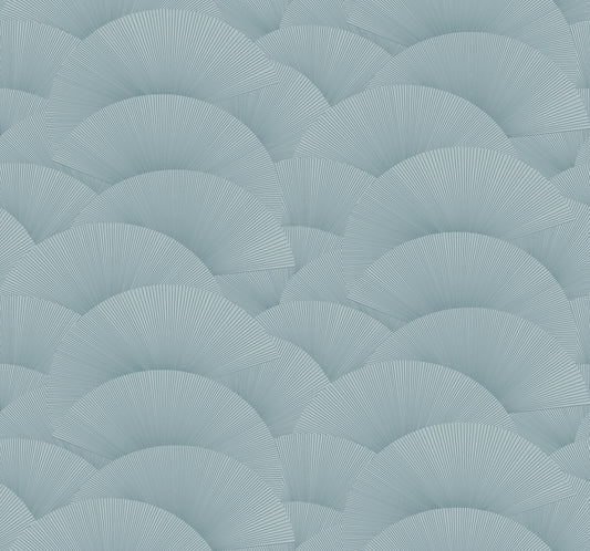 York Wallcoverings Tea Garden II Morning Shell Blue Wallpaper Transitional Geometrics Blues   - ZA8025