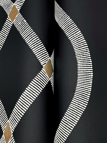 York Wallcoverings Tea Garden II Ellena Black Wallpaper Modern Geometrics Blacks   - ZA8031