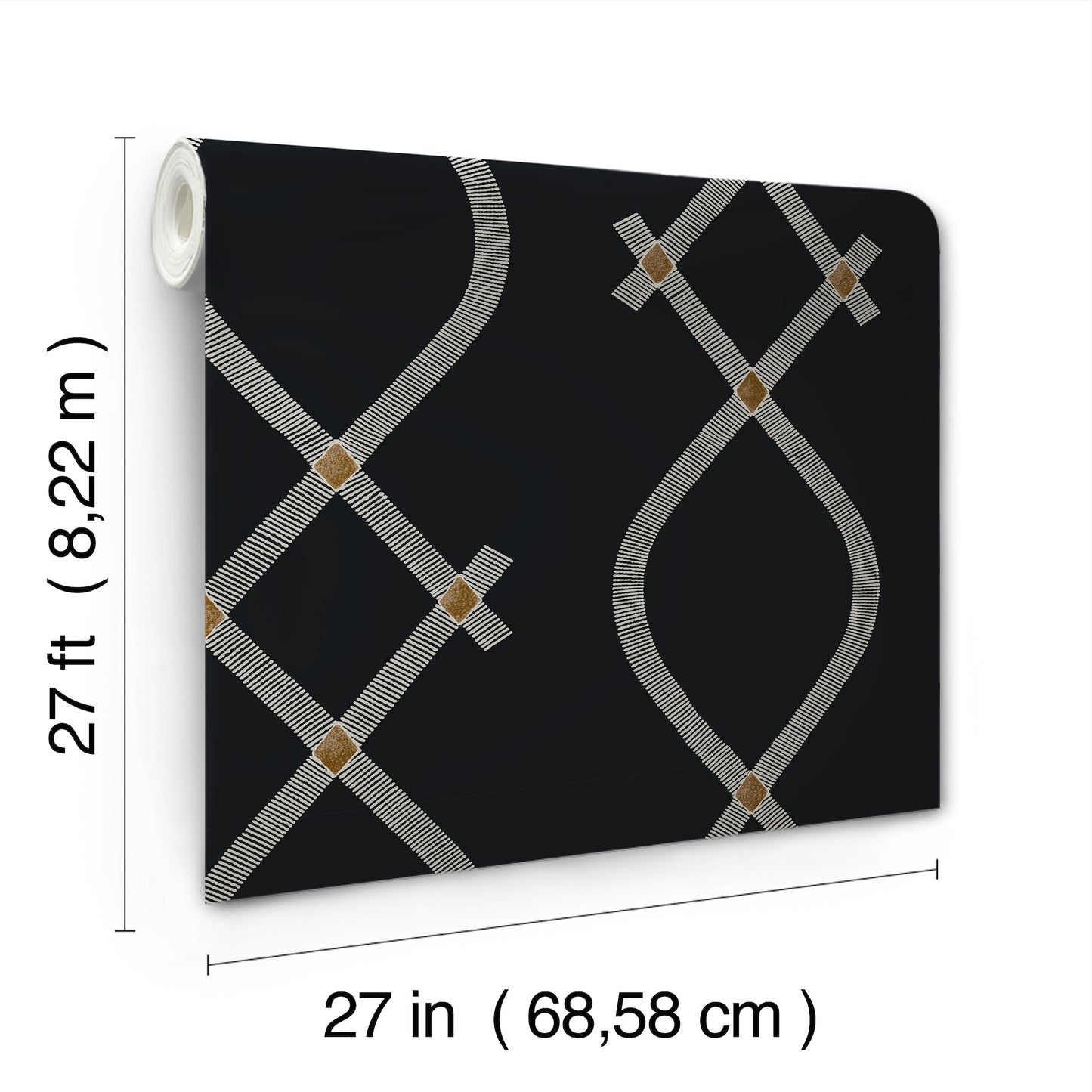York Wallcoverings Tea Garden II Ellena Black Wallpaper Modern Geometrics Blacks   - ZA8031