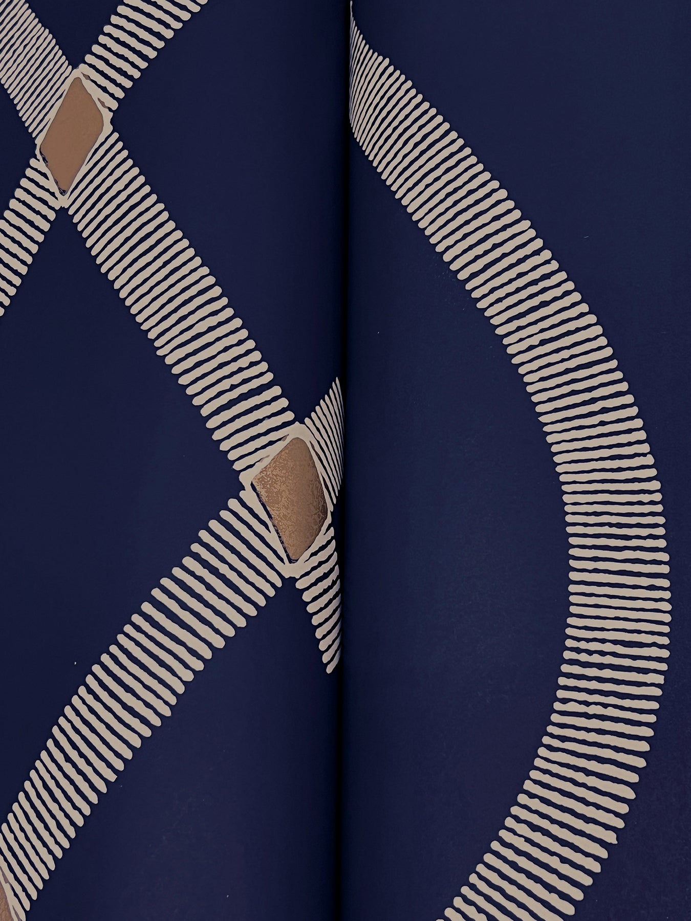 York Wallcoverings Tea Garden II Ellena Navy Wallpaper Modern Geometrics Blues   - ZA8032