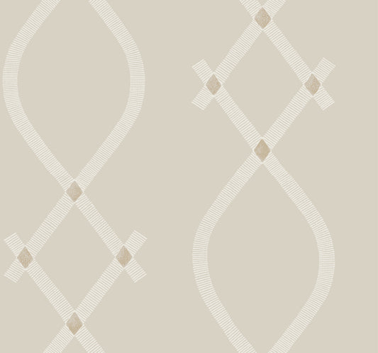 York Wallcoverings Tea Garden II Ellena Light Grey Wallpaper Modern Geometrics Greys   - ZA8033