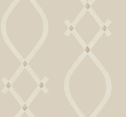 York Wallcoverings Tea Garden II Ellena Beige Wallpaper Modern Geometrics Beiges   - ZA8034