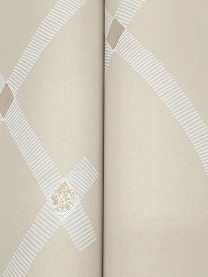 York Wallcoverings Tea Garden II Ellena Beige Wallpaper Modern Geometrics Beiges   - ZA8034