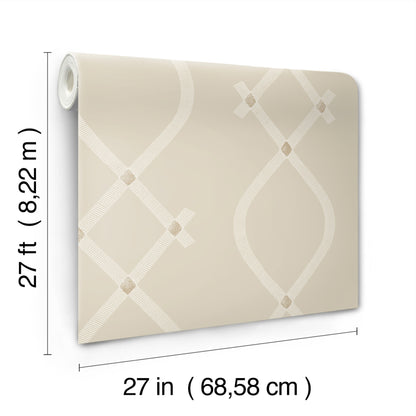 York Wallcoverings Tea Garden II Ellena Beige Wallpaper Modern Geometrics Beiges   - ZA8034