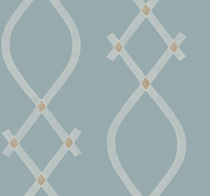 York Wallcoverings Tea Garden II Ellena Blue Wallpaper Modern Geometrics Blues   - ZA8035