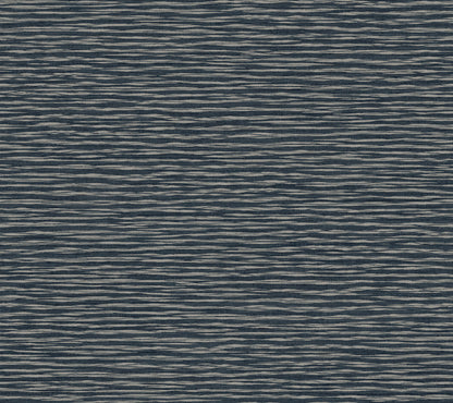 York Wallcoverings Tea Garden II Lotus Weave Navy Wallpaper Eclectic Faux Grasscloth Blues   - ZA8042