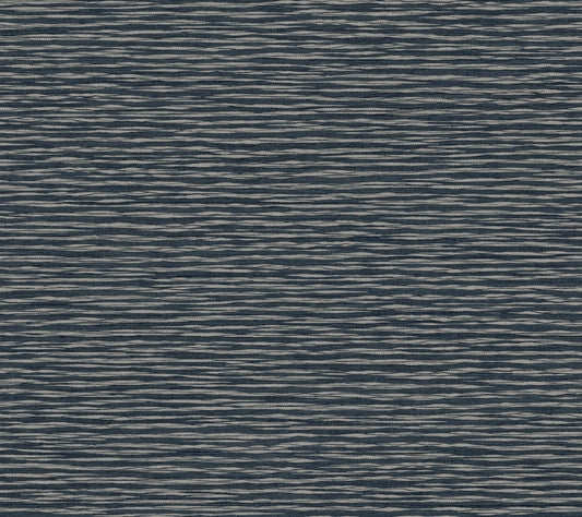 York Wallcoverings Tea Garden II Lotus Weave Navy Wallpaper Eclectic Faux Grasscloth Blues   - ZA8042