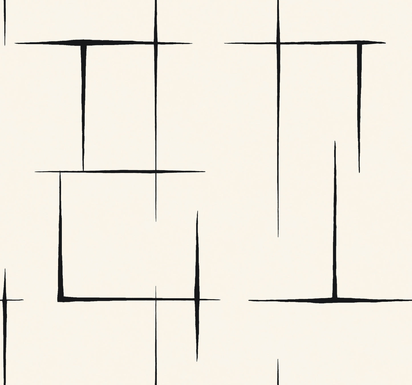 York Wallcoverings Tea Garden II Malia Black and White Wallpaper Modern Geometrics Whites and Off-Whites   - ZA8051