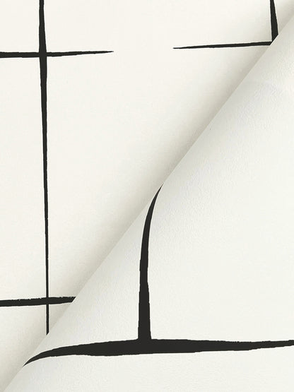York Wallcoverings Tea Garden II Malia Black and White Wallpaper Modern Geometrics Whites and Off-Whites   - ZA8051