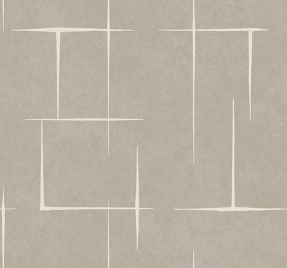 York Wallcoverings Tea Garden II Malia White and Taupe Wallpaper Modern Geometrics Browns   - ZA8052