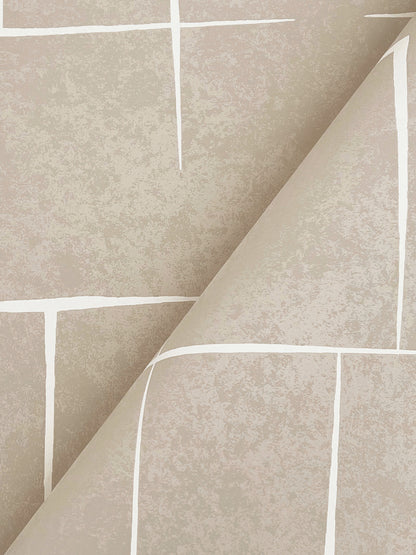York Wallcoverings Tea Garden II Malia White and Taupe Wallpaper Modern Geometrics Browns   - ZA8052
