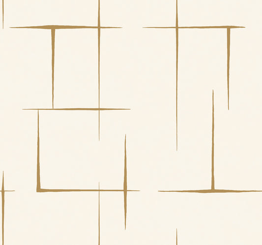 York Wallcoverings Tea Garden II Malia Gold and White Wallpaper Modern Geometrics Whites and Off-Whites   - ZA8053