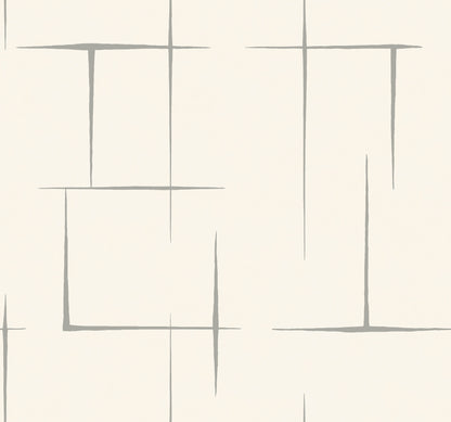 York Wallcoverings Tea Garden II Malia Grey and White Wallpaper Modern Geometrics Whites and Off-Whites   - ZA8055