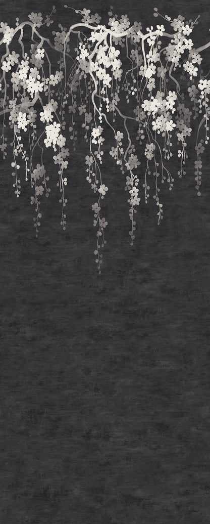 York Wallcoverings Tea Garden II Sakura Blooms Black Wall Mural Transitional Florals Blacks   - ZA8058M
