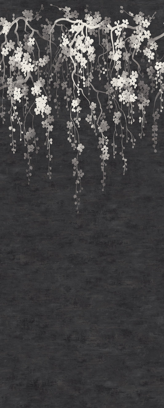 York Wallcoverings Tea Garden II Sakura Blooms Black Wall Mural Transitional Florals Blacks   - ZA8058M