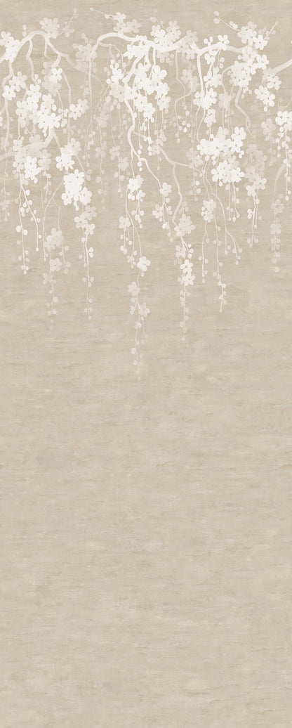 York Wallcoverings Tea Garden II Sakura Blooms Neutral Wall Mural Transitional Florals Beiges   - ZA8059M
