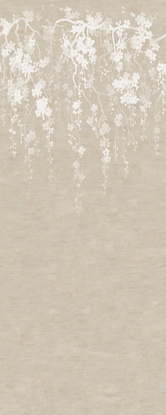 York Wallcoverings Tea Garden II Sakura Blooms Neutral Wall Mural Transitional Florals Beiges   - ZA8059M