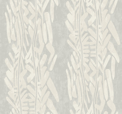 York Wallcoverings Tea Garden II Timira Grey Wallpaper Tropical Botanical Greys   - ZA8061