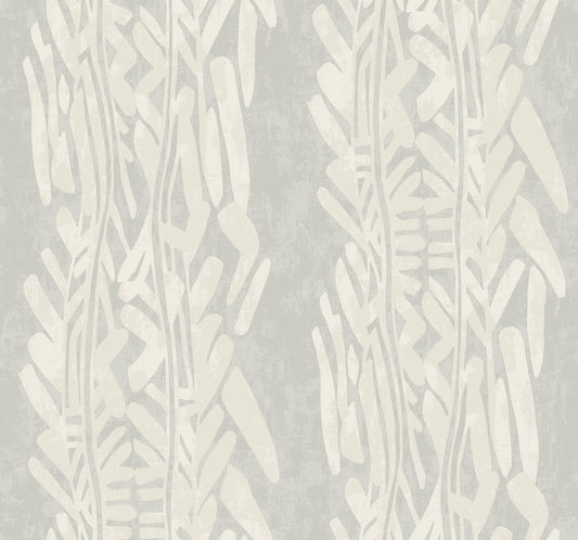 York Wallcoverings Tea Garden II Timira Grey Wallpaper Tropical Botanical Greys   - ZA8061