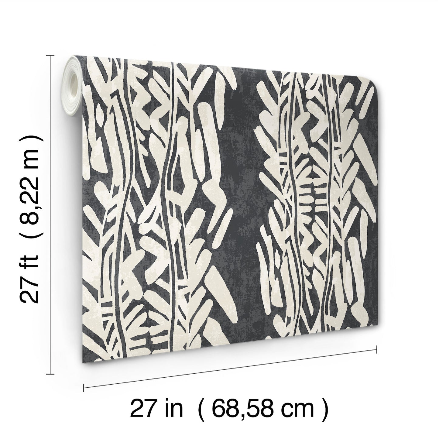 York Wallcoverings Tea Garden II Timira Charcoal Wallpaper Tropical Botanical Blacks   - ZA8062