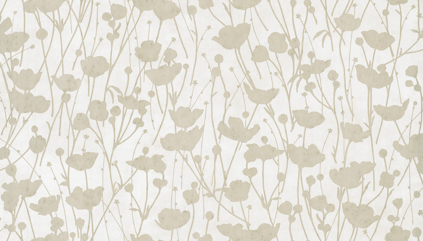 York Wallcoverings Tea Garden II Shimmering Poppies White and Gold Wallpaper Modern Florals Whites and Off-Whites   - ZA8069