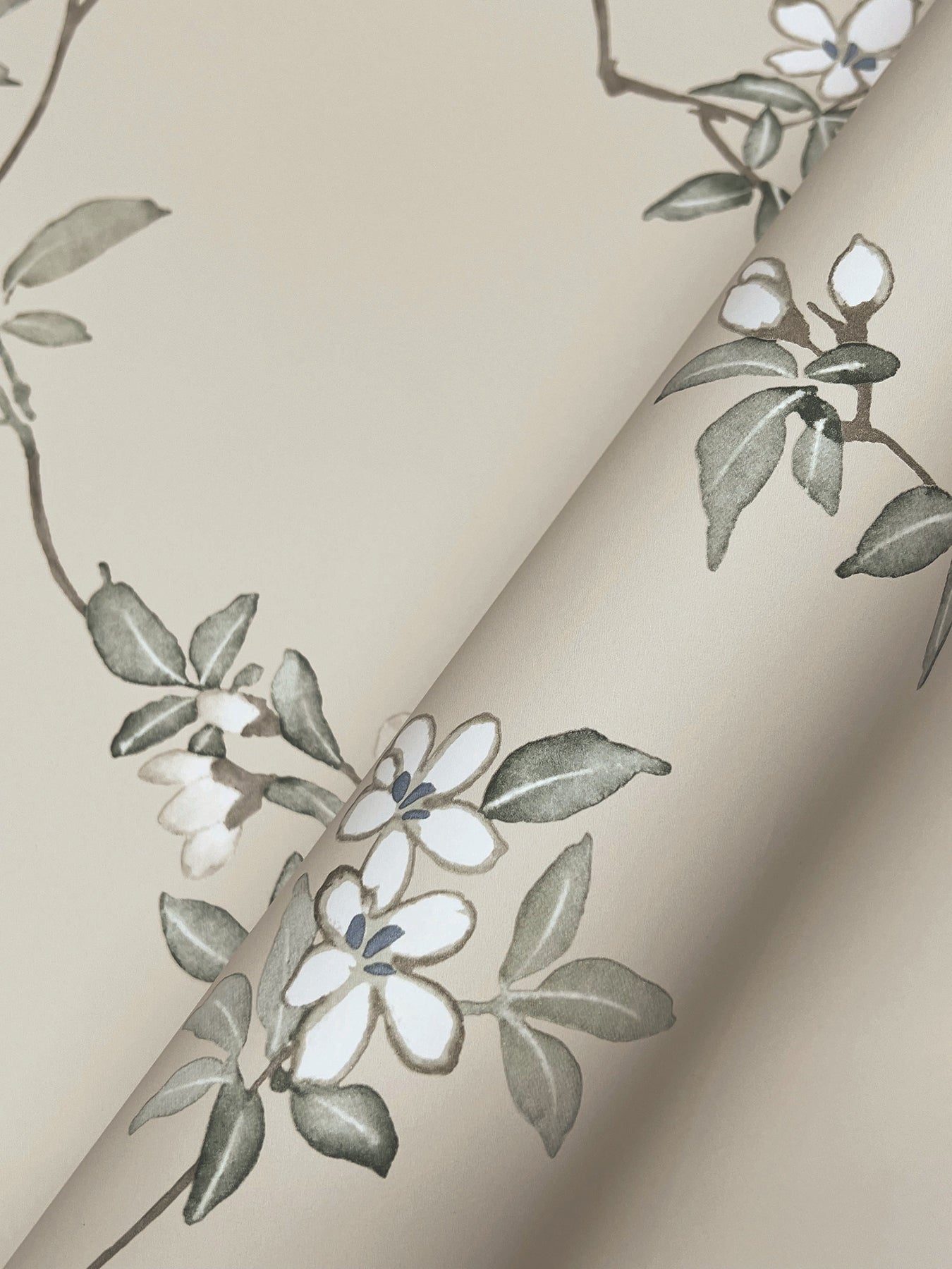 York Wallcoverings Tea Garden II April Blossom Taupe Wallpaper Transitional Florals Browns   - ZA8075