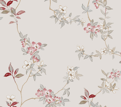 York Wallcoverings Tea Garden II April Blossom Cream Wallpaper Transitional Florals Whites and Off-Whites   - ZA8076