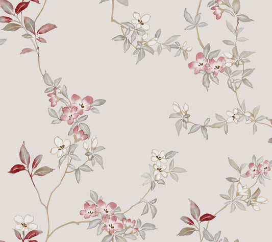 York Wallcoverings Tea Garden II April Blossom Cream Wallpaper Transitional Florals Whites and Off-Whites   - ZA8076