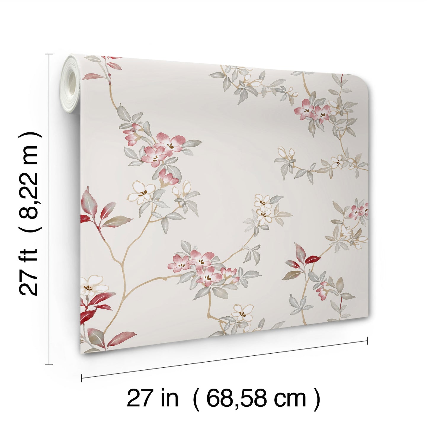 York Wallcoverings Tea Garden II April Blossom Cream Wallpaper Transitional Florals Whites and Off-Whites   - ZA8076