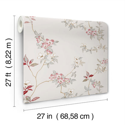York Wallcoverings Tea Garden II April Blossom Cream Wallpaper Transitional Florals Whites and Off-Whites   - ZA8076