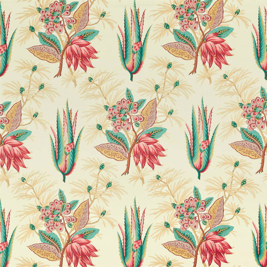 ZOFFANY Desert Flower II Fabric Classic Floral Crimson,Teal   - ZAQF322694