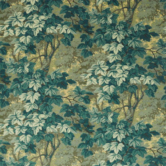 ZOFFANY Richmond Park Velvet Fabric Leaves , Trees Evergreen   - ZAQF322701