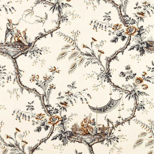 ZOFFANY Emperors Musician Fabric Contemporary, Floral Charcoal   - ZART322753