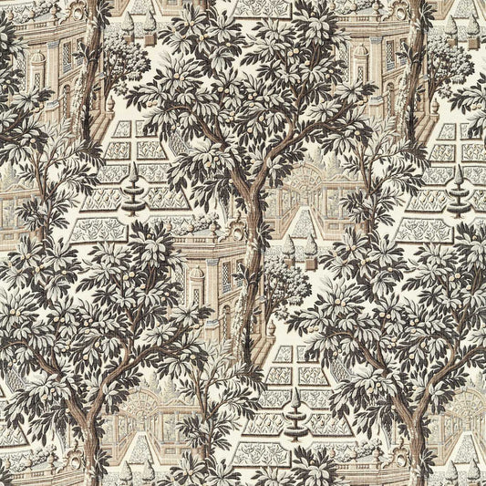 ZOFFANY Italian Garden Fabric Leaves , Trees Empire Grey   - ZART322768
