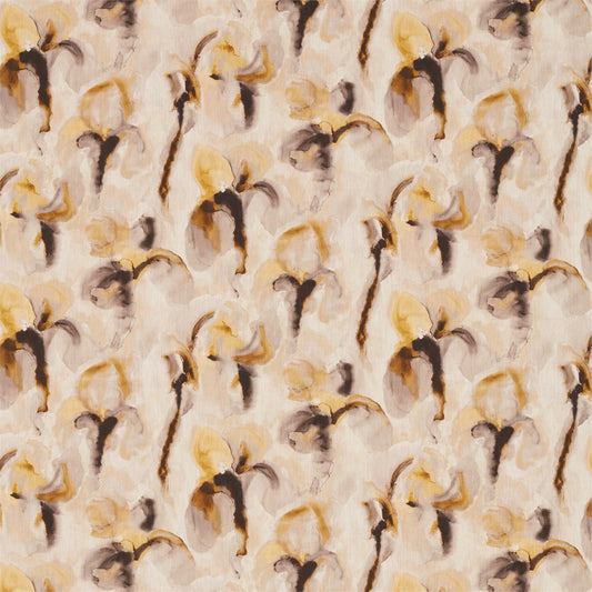 ZOFFANY Water Iris Fabric Classic Floral Gold,Charcoal   - ZATM322431