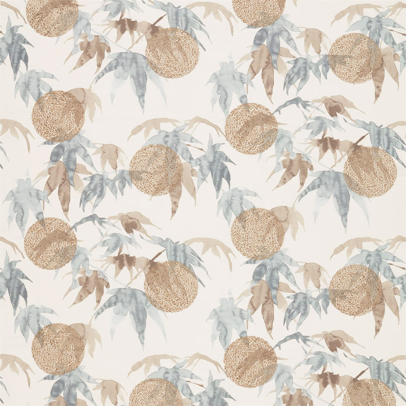 ZOFFANY Acer Fabric Leaves , Trees Charcoal,Stone   - ZATM332440