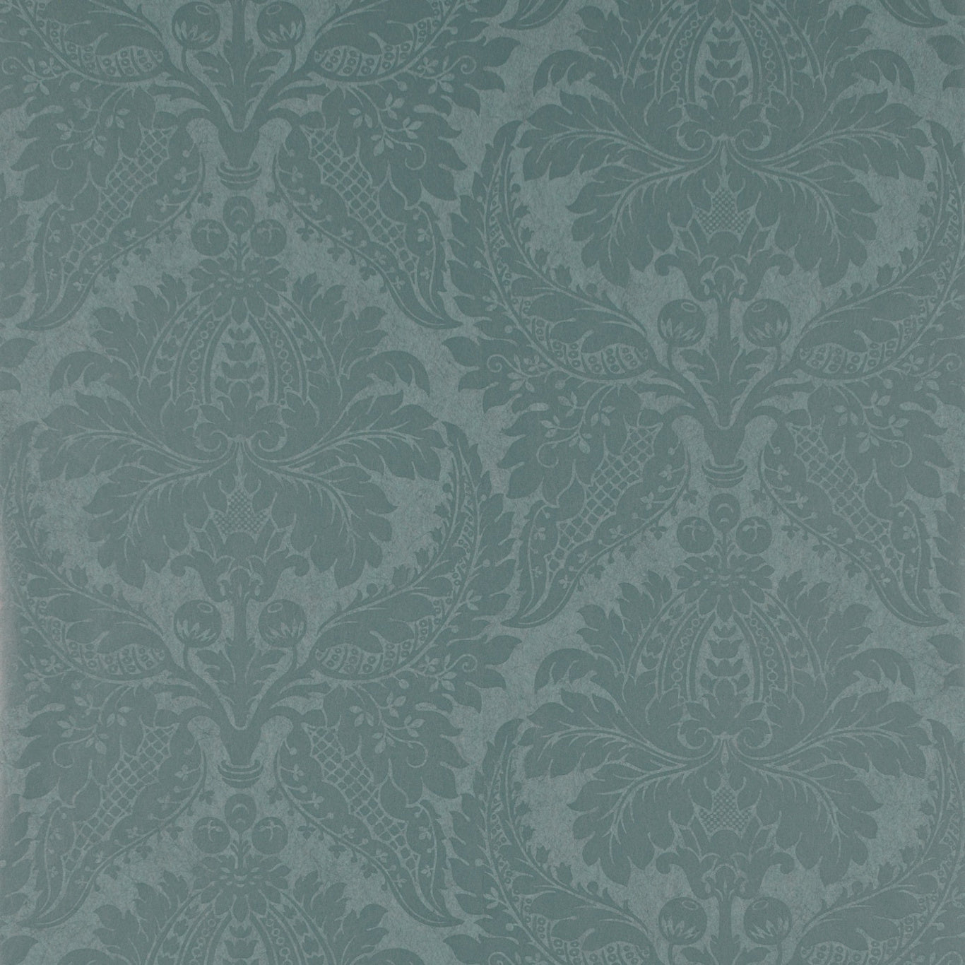 ZOFFANY Malmaison Damask Wallpaper Damasks Teal  Rotary Printed Wallpaper - ZCON311998