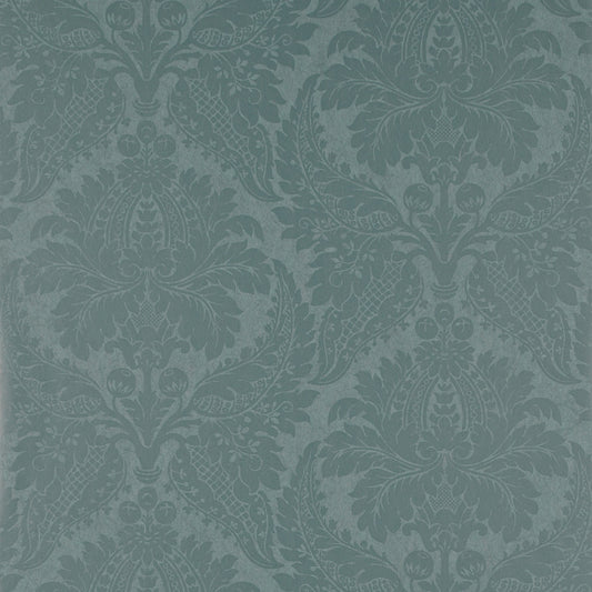 ZOFFANY Malmaison Damask Wallpaper Damasks Teal  Rotary Printed Wallpaper - ZCON311998