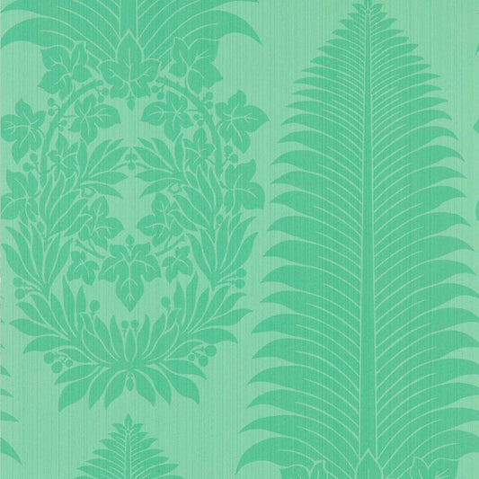 ZOFFANY Marsden`s Palm Damask Wallpaper Damasks Pale Poison  Rotary Printed Wallpaper - ZCOT313024