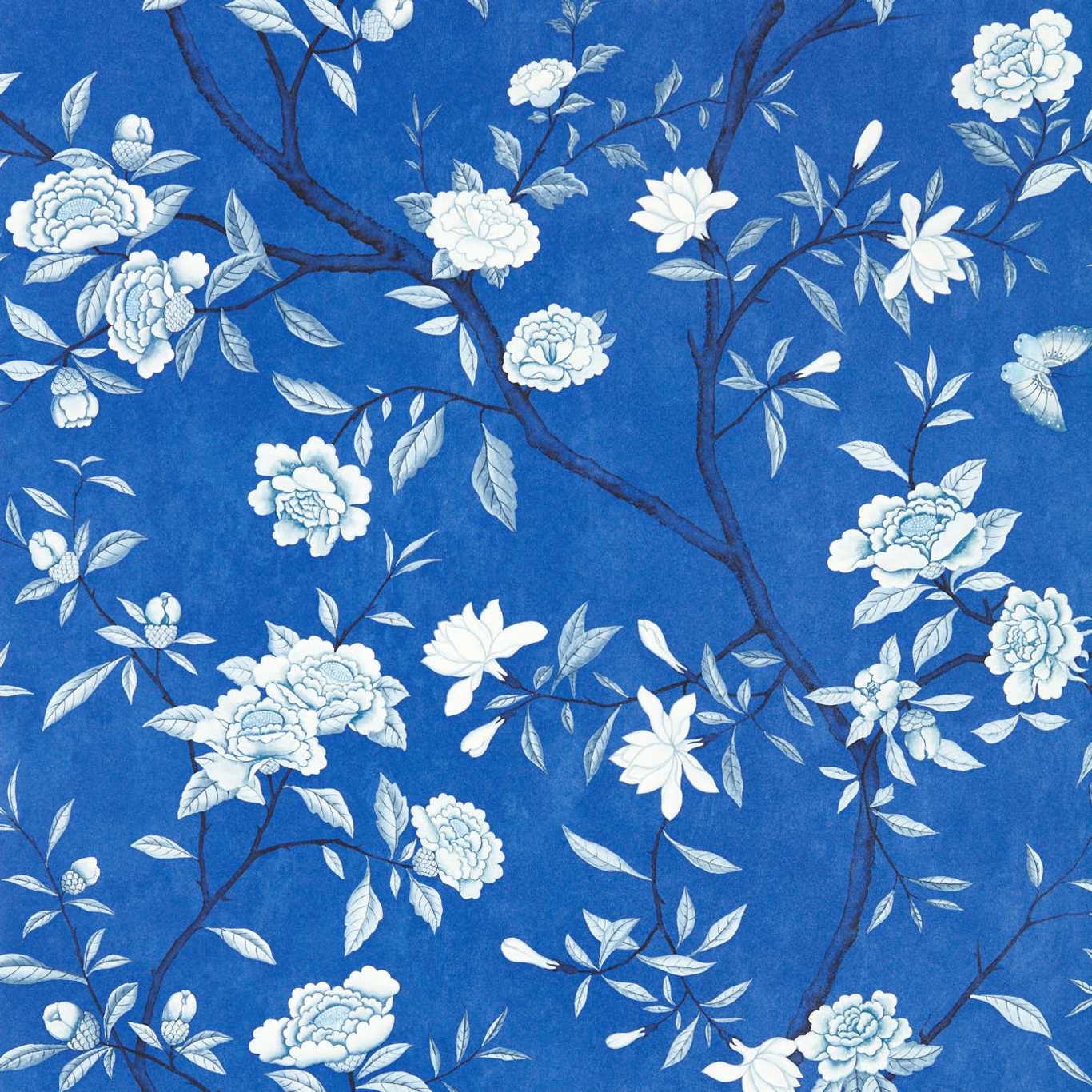 ZOFFANY Nostell Priory Wallpaper Classic Floral Lazuli  Gravure - Wide Width Printed Wallpaper - ZCOT313031