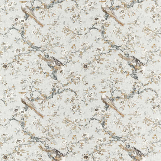 ZOFFANY Chintz Fabric Birds Quartz Grey   - ZCOT322738