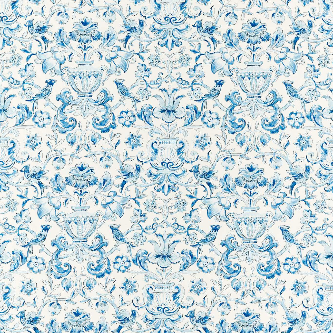 ZOFFANY Pompadour Print Fabric Classic Floral Indigo   - ZCOT322741