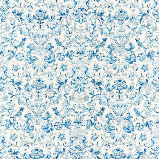ZOFFANY Pompadour Print Fabric Classic Floral Indigo   - ZCOT322741
