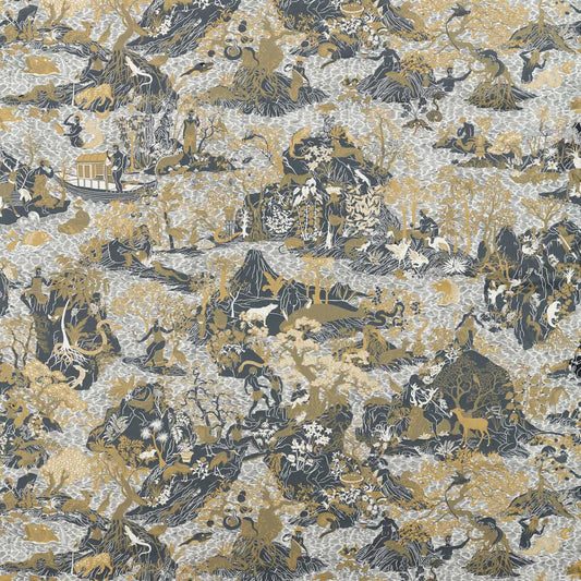 ZOFFANY Avalonis Fabric Animals Vine Black Gold   - ZCOT322745