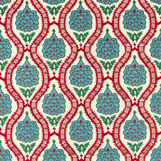 ZOFFANY Anar Trellis Fabric Geometric Serpentine,Crimson   - ZCOT333294