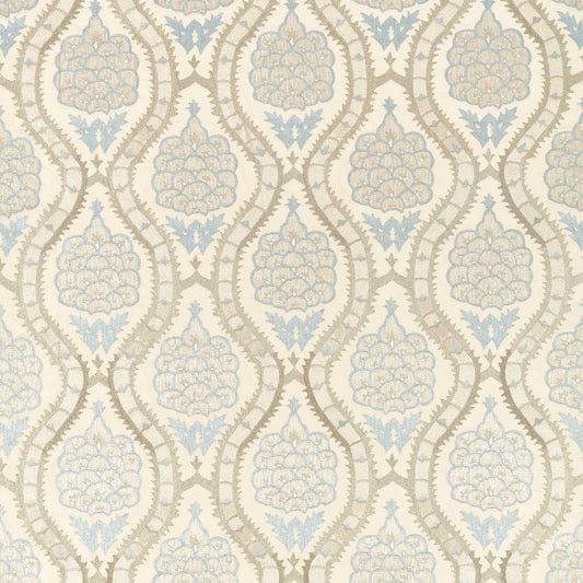 ZOFFANY Anar Trellis Fabric Geometric Stockholm Blue,Platinum Grey   - ZCOT333295